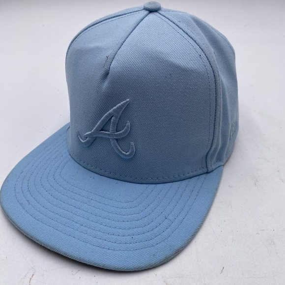 Atlanta Braves Hat New Era 9fifty SnapBack Powder Blue Cleaned VGC Adjustable - Picture 1 of 11